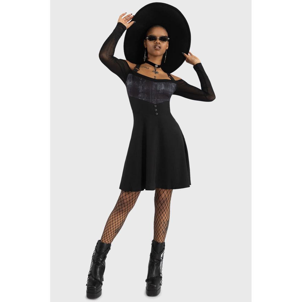 Killstar - STORMCLOUD Mini robe - Noir/Gris